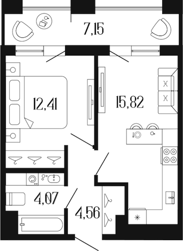 1-комнатная квартира 40.44 м², 6/12 эт., ЖК «Коллекционный дом 1919»